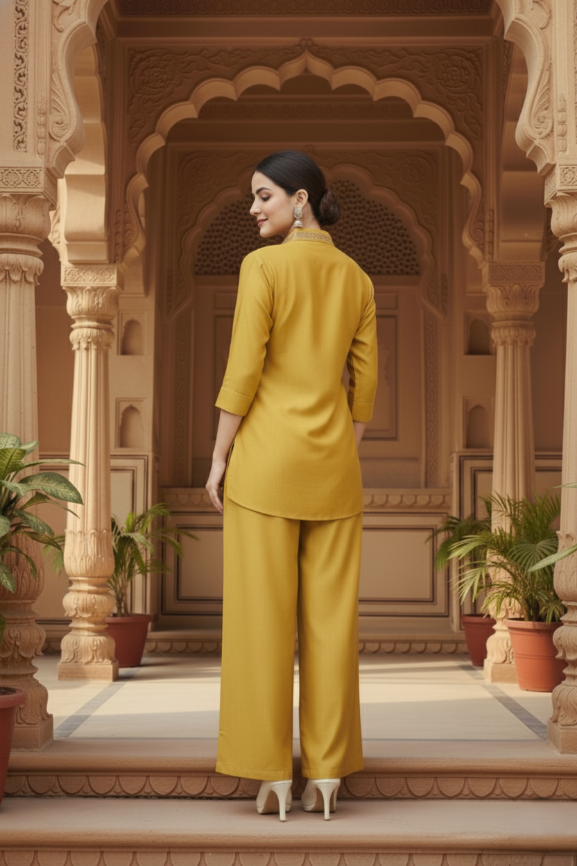 Fancy Gadwal Co-ord Set - Gold