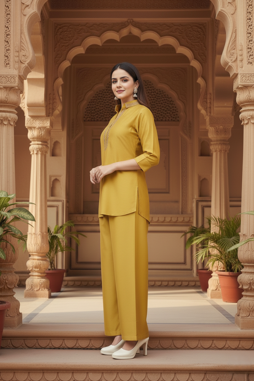 Fancy Gadwal Co-ord Set - Gold