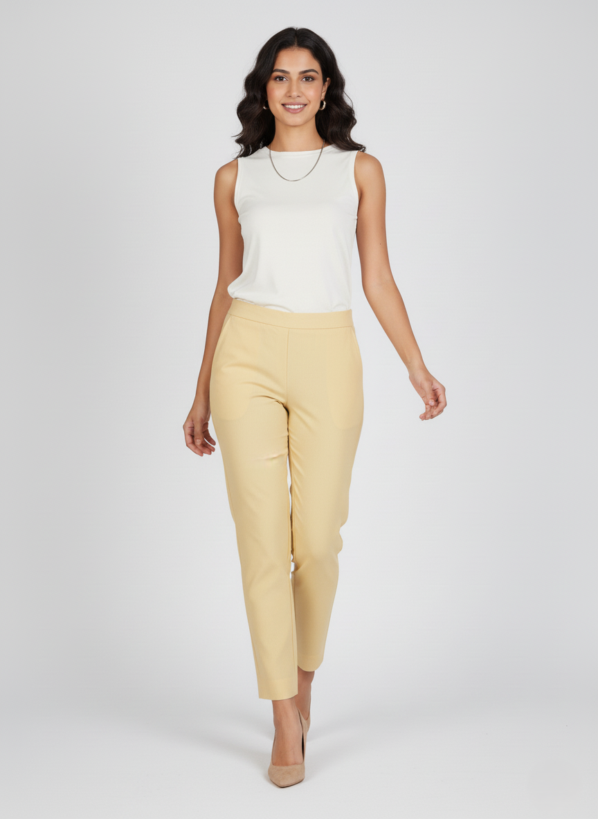 Women’s Solid Cotton Bottom Wear – Beige