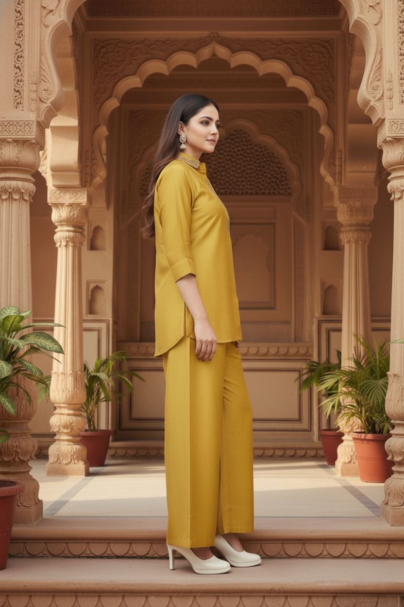 Fancy Gadwal Co-ord Set - Gold