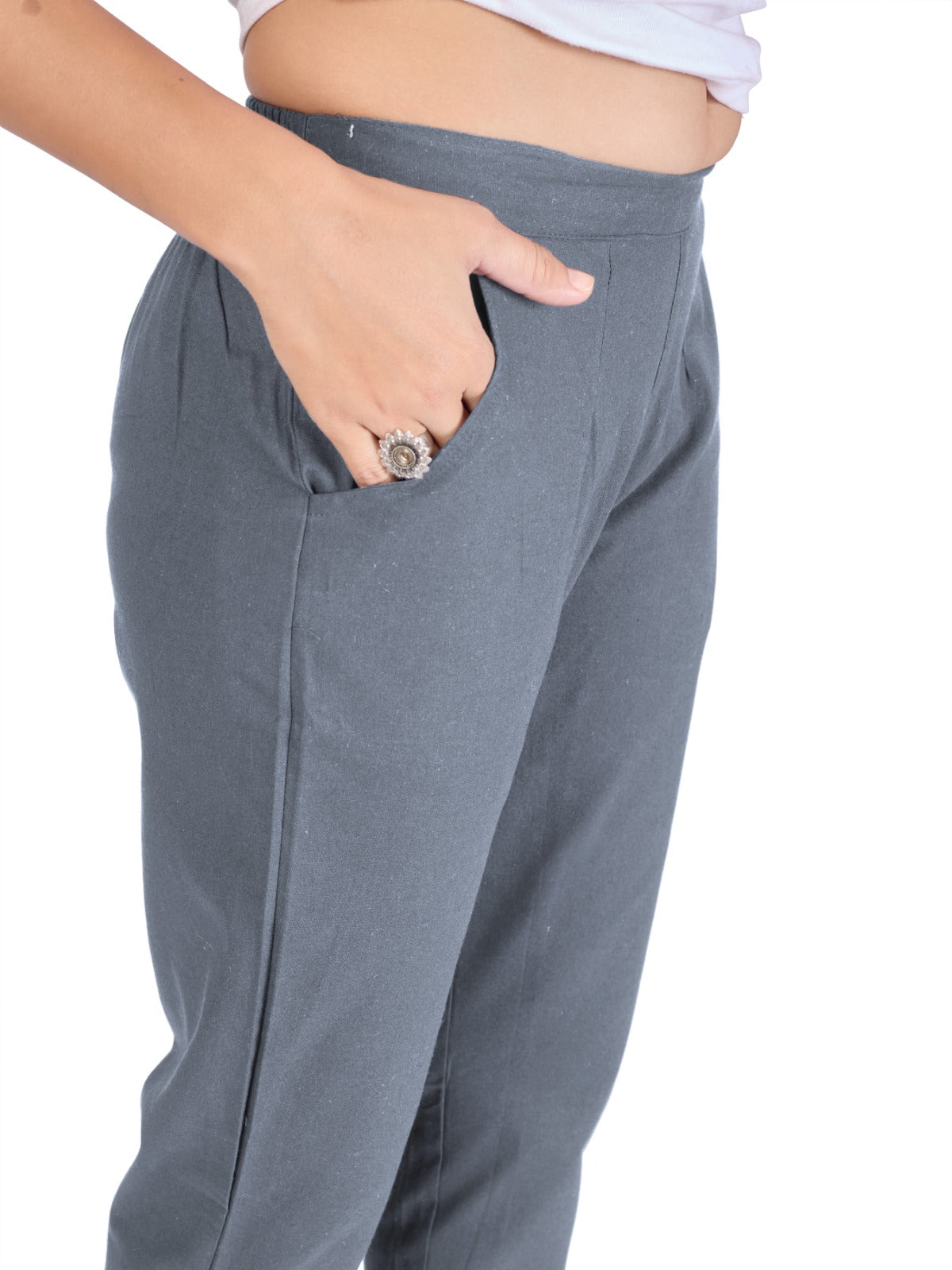 White Cotton Pants for Women