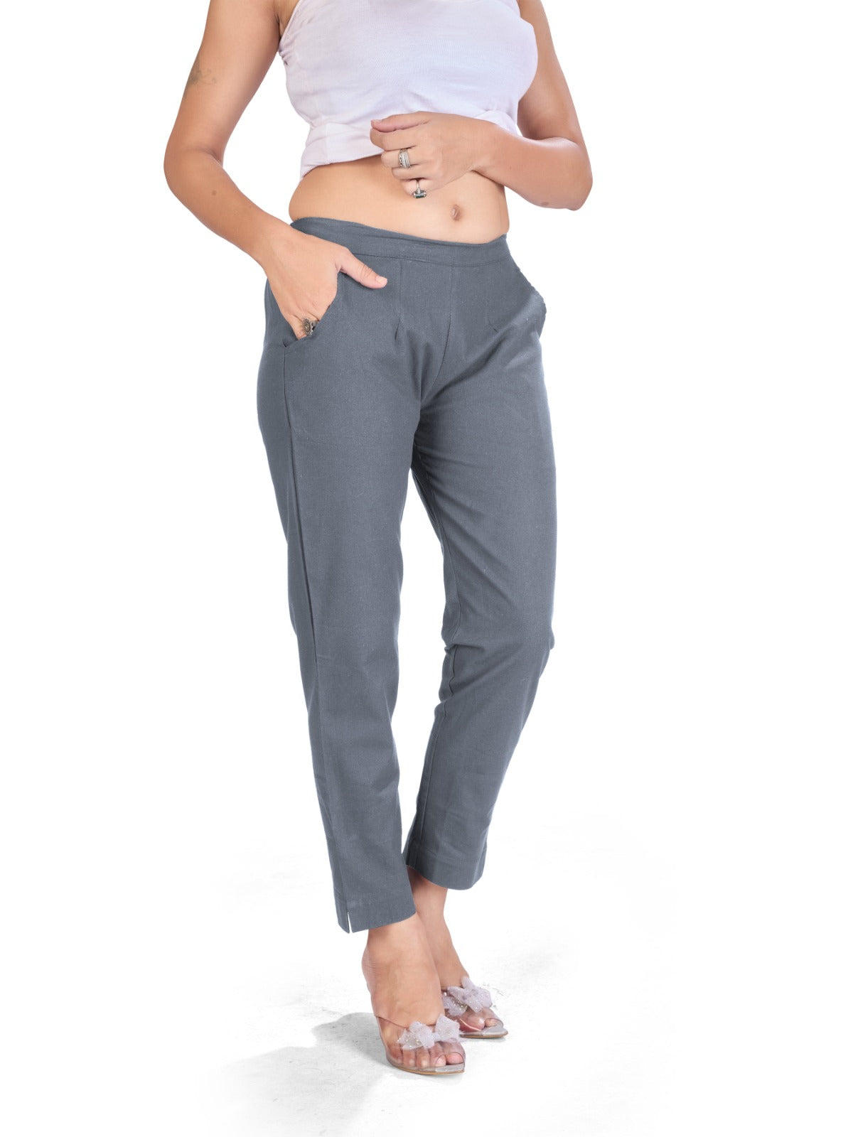 White Cotton Pants for Women