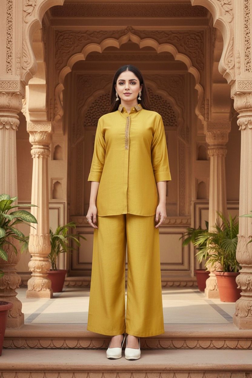 Fancy Gadwal Co-ord Set - Gold