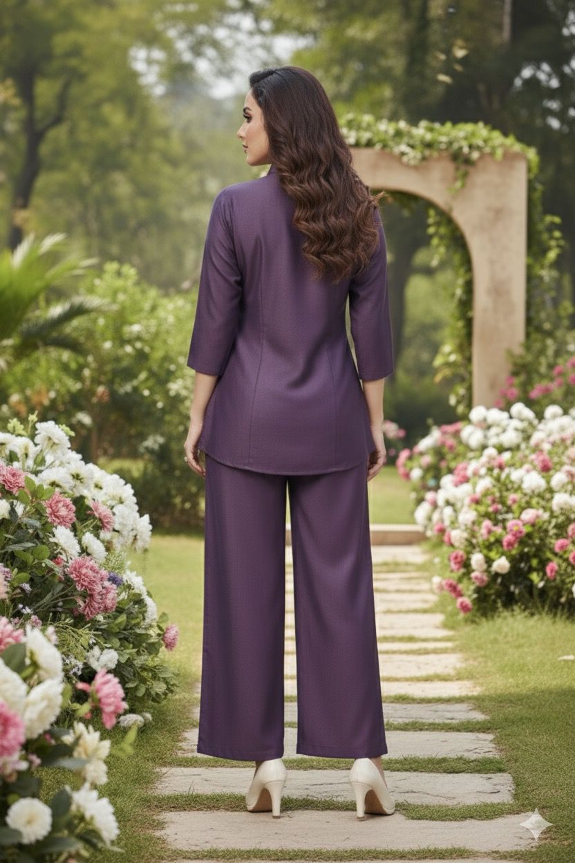 Fancy Co-ord Set For Women - Purple