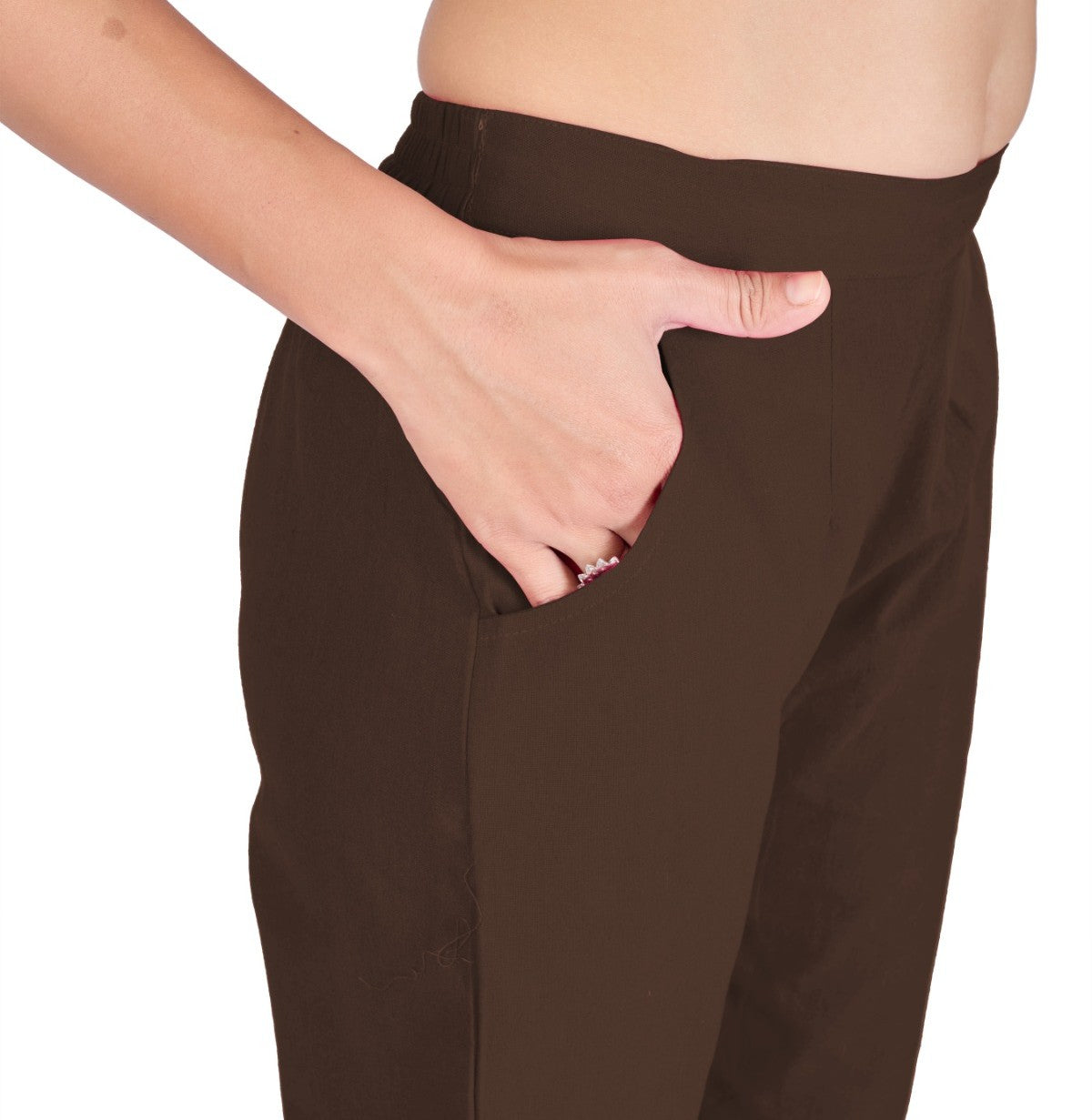 Women Cotton Pants - Dark Brown