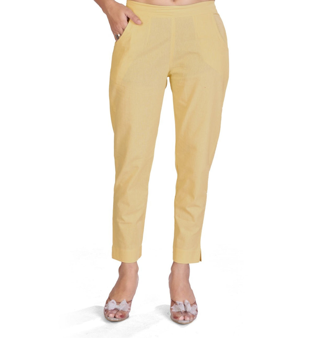 Women’s Solid Cotton Bottom Wear – Beige