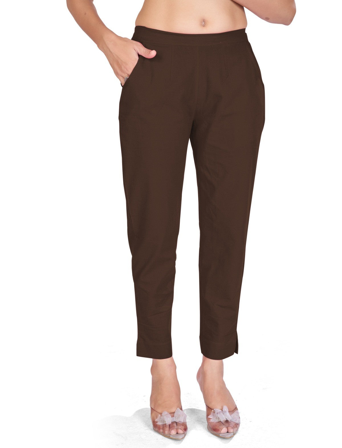 Women Cotton Pants - Dark Brown