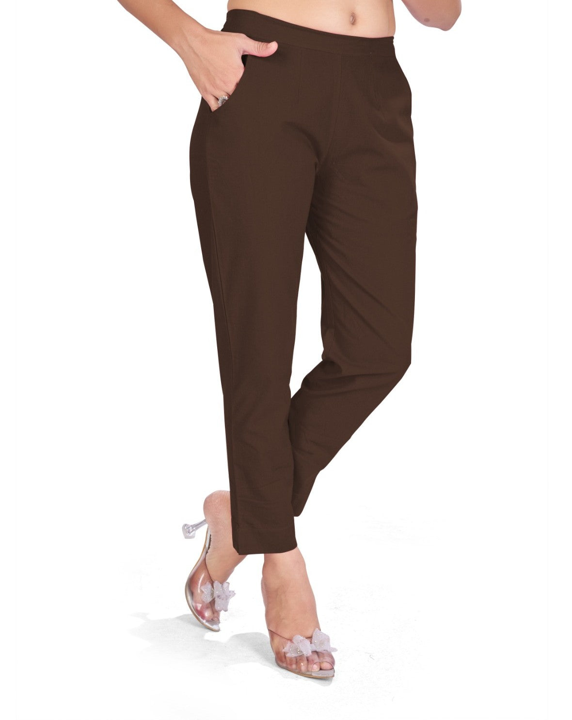Women Cotton Pants - Dark Brown
