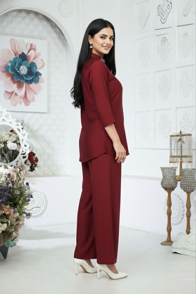 Fancy Co-ord Set For Women - Red