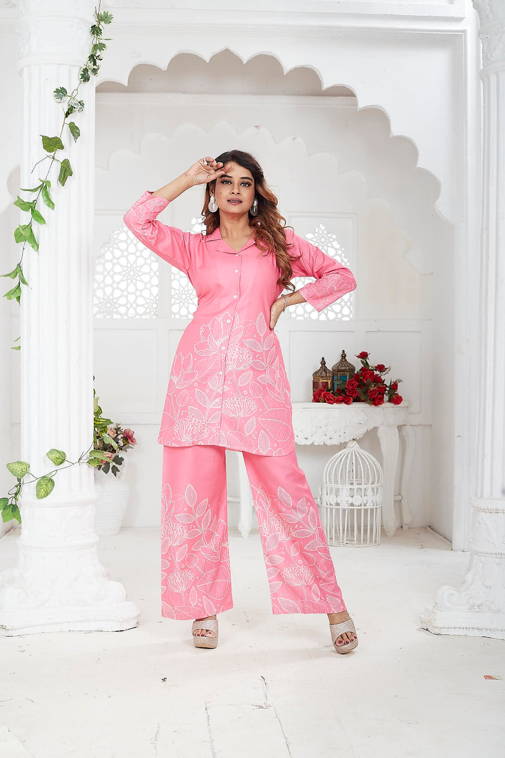 Women's Co-Ord Set | Cotton Linen | Pink