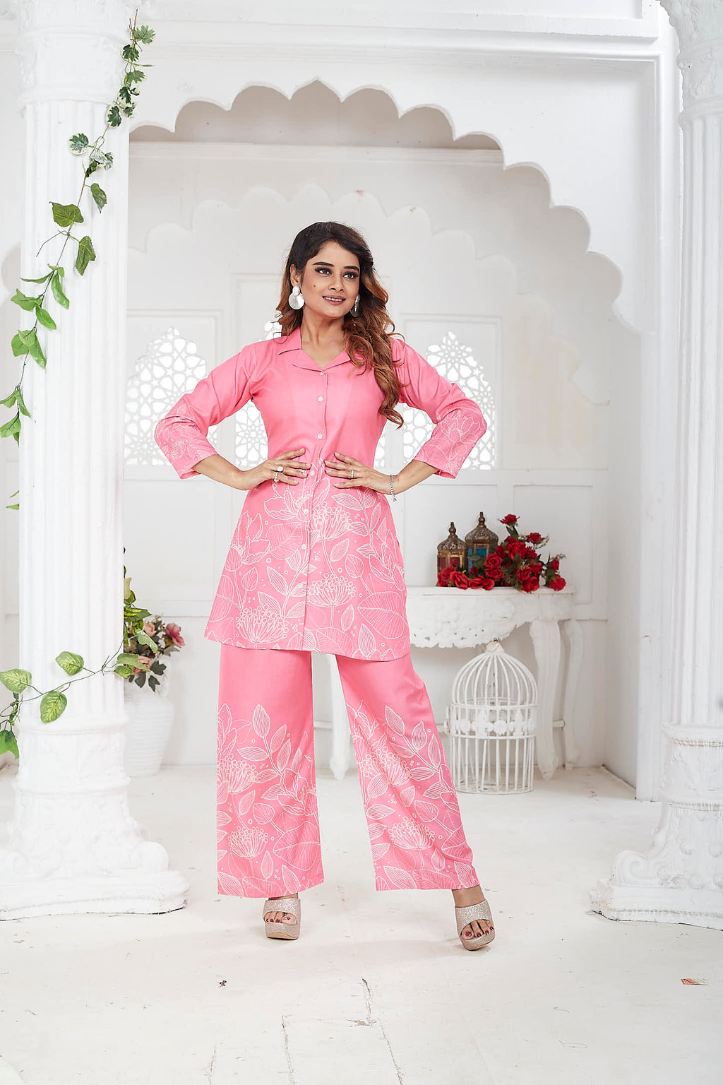 Women's Co-Ord Set | Cotton Linen | Pink
