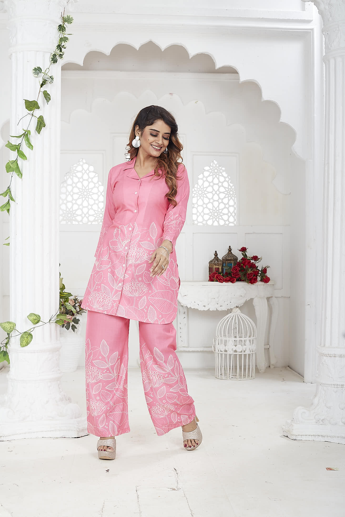 Women's Co-Ord Set | Cotton Linen | Pink