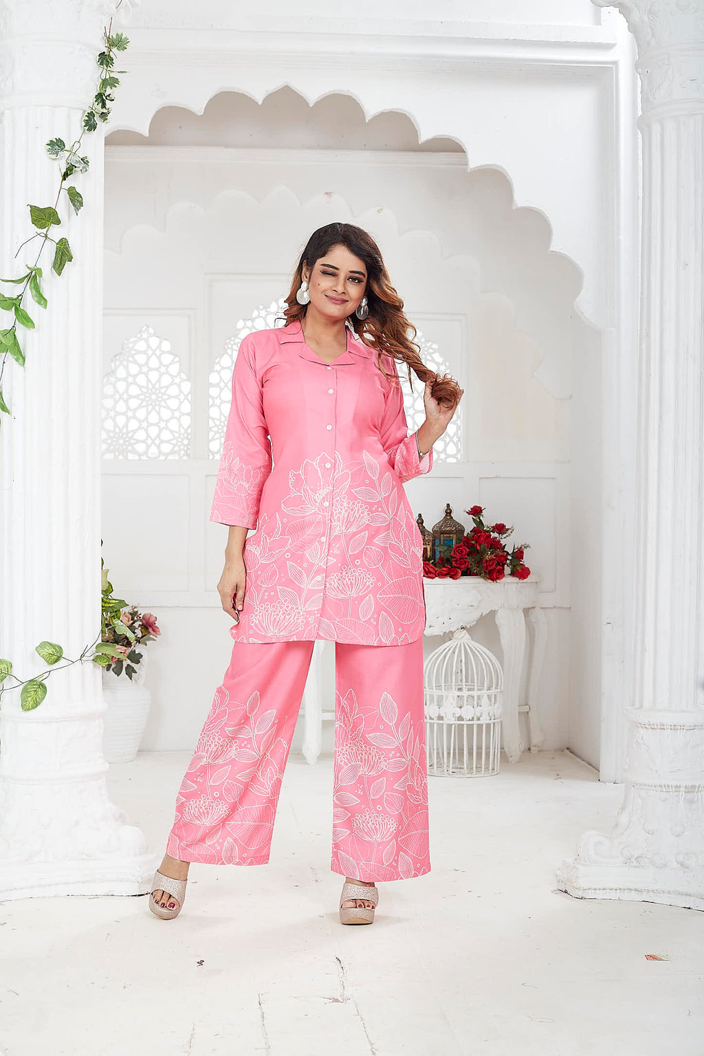 Women's Co-Ord Set | Cotton Linen | Pink