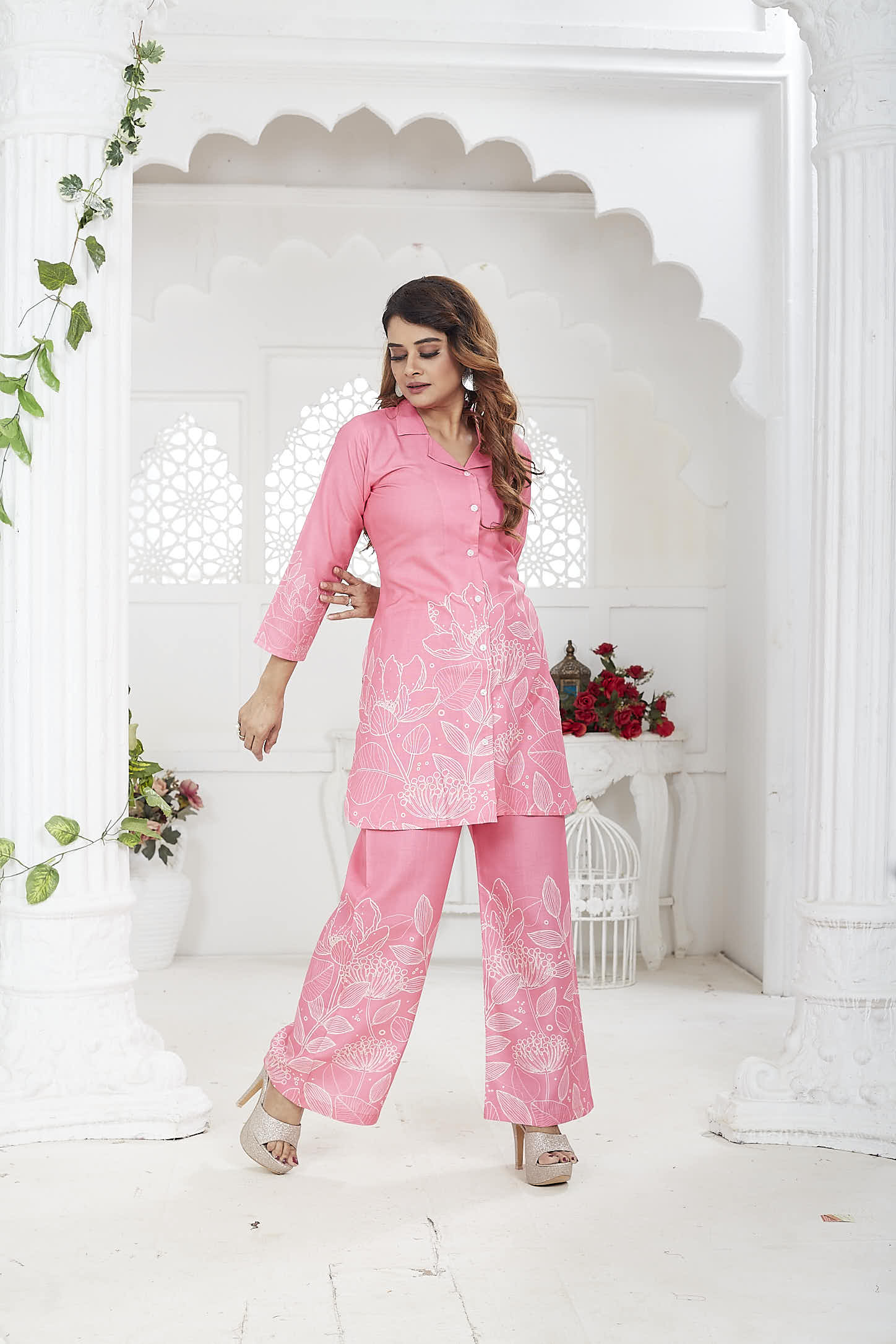 Women's Co-Ord Set | Cotton Linen | Pink