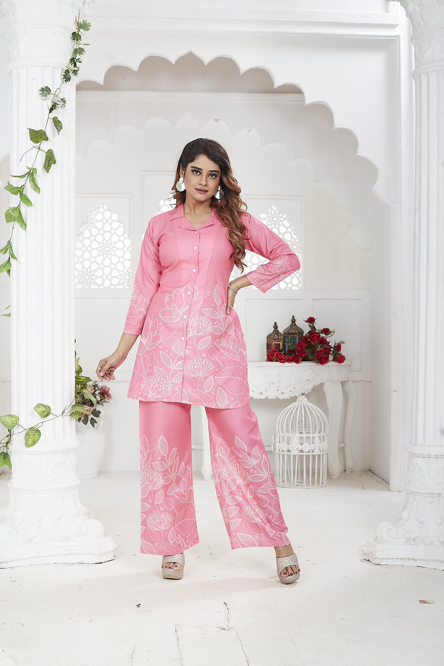 Women's Co-Ord Set | Cotton Linen | Pink