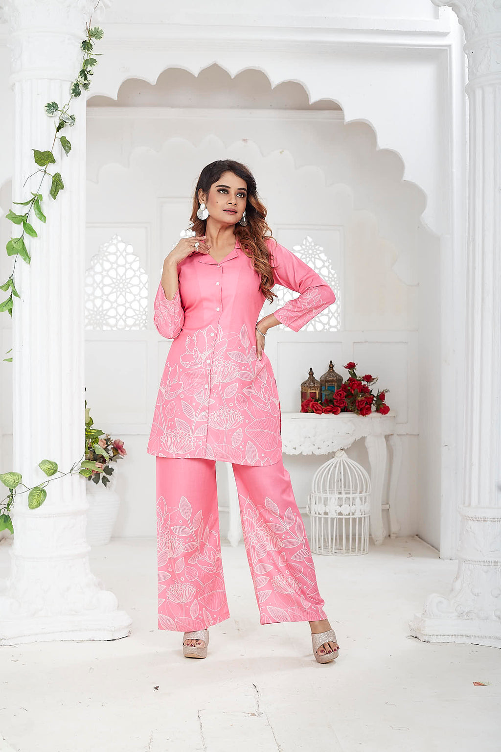 Women's Co-Ord Set | Cotton Linen | Pink