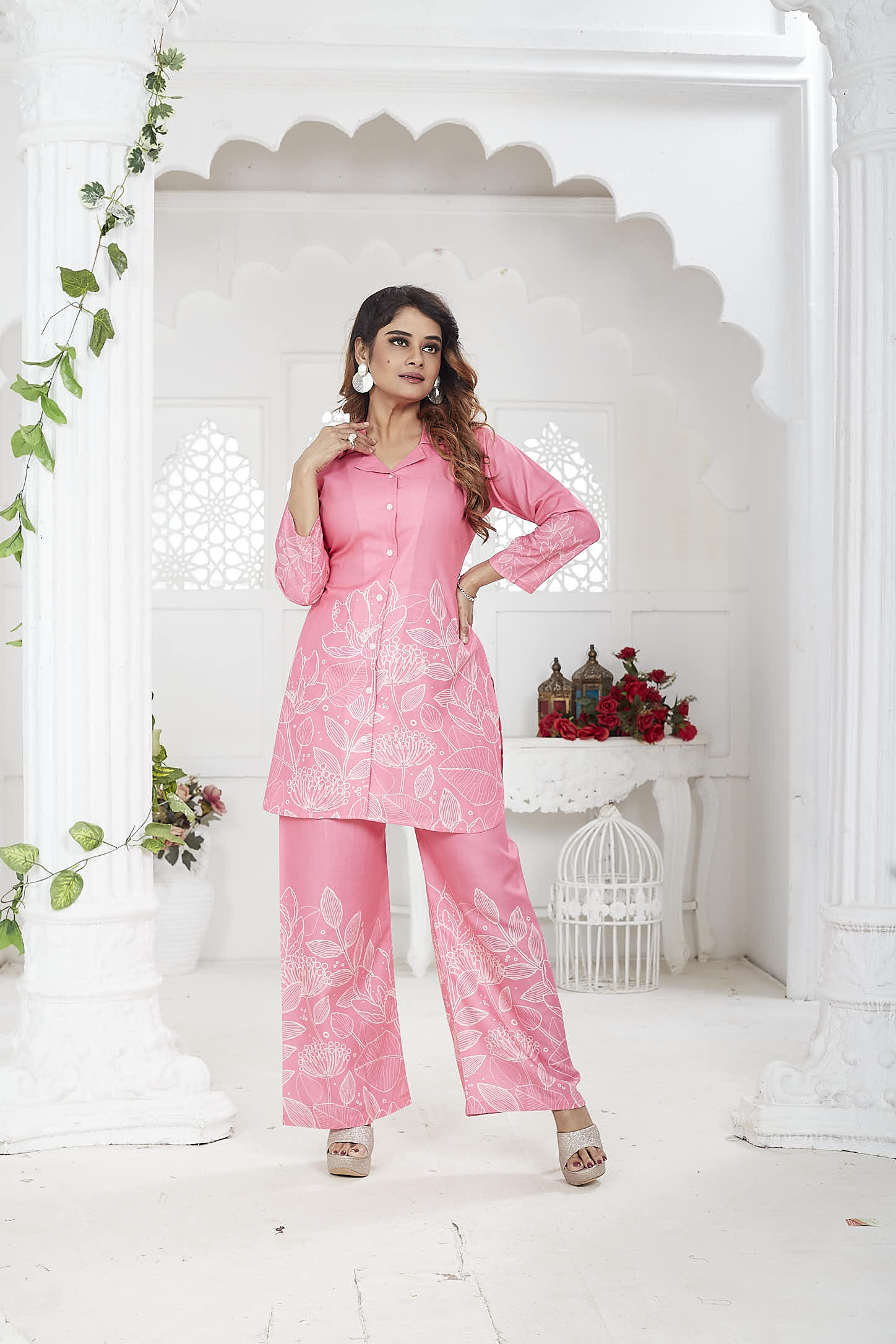 Women's Co-Ord Set | Cotton Linen | Pink