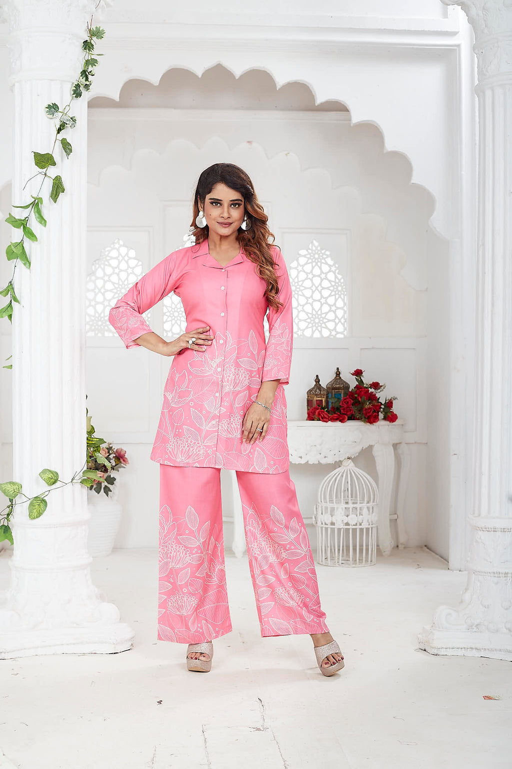 Women's Co-Ord Set | Cotton Linen | Pink