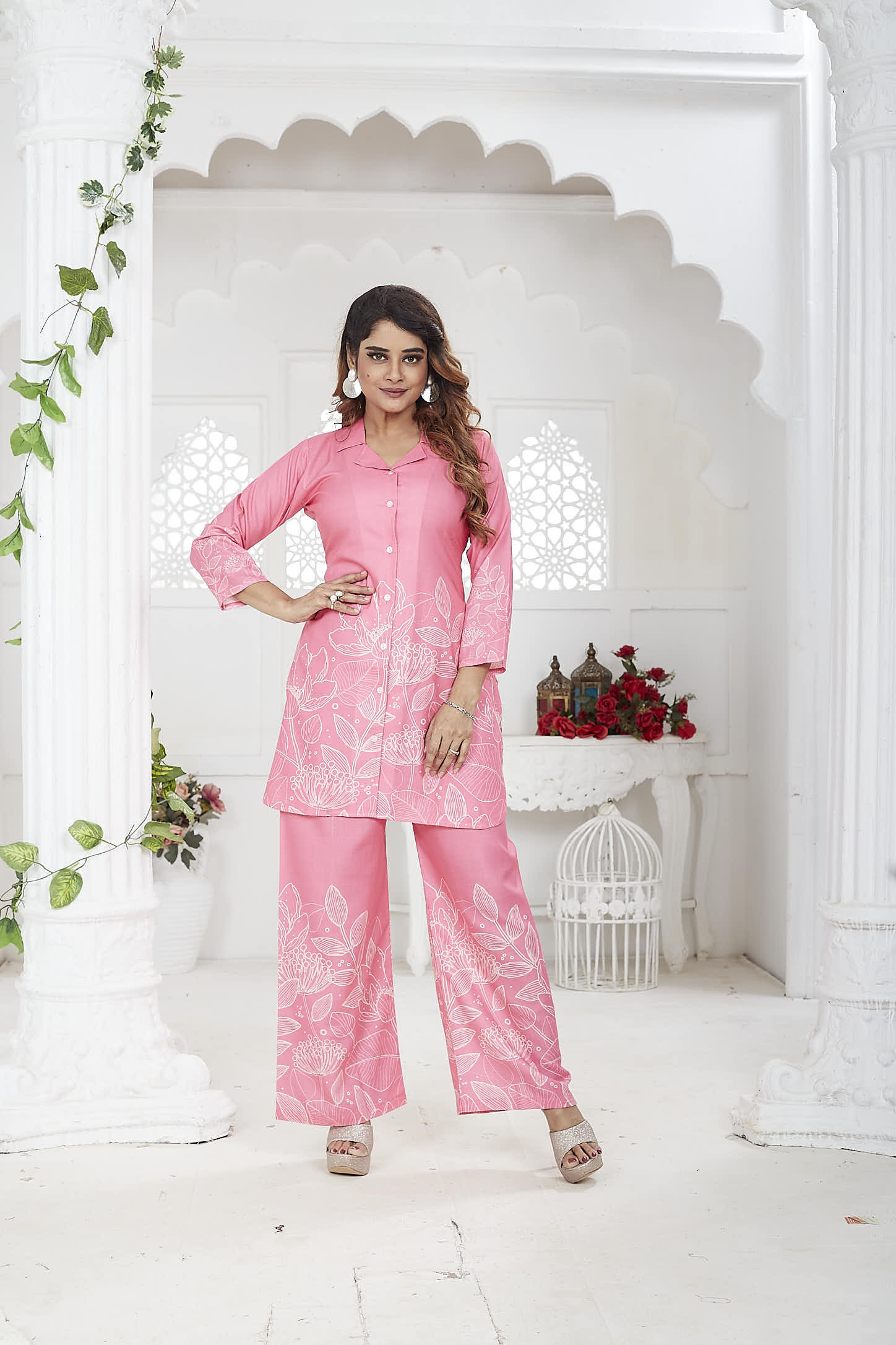 Women's Co-Ord Set | Cotton Linen | Pink